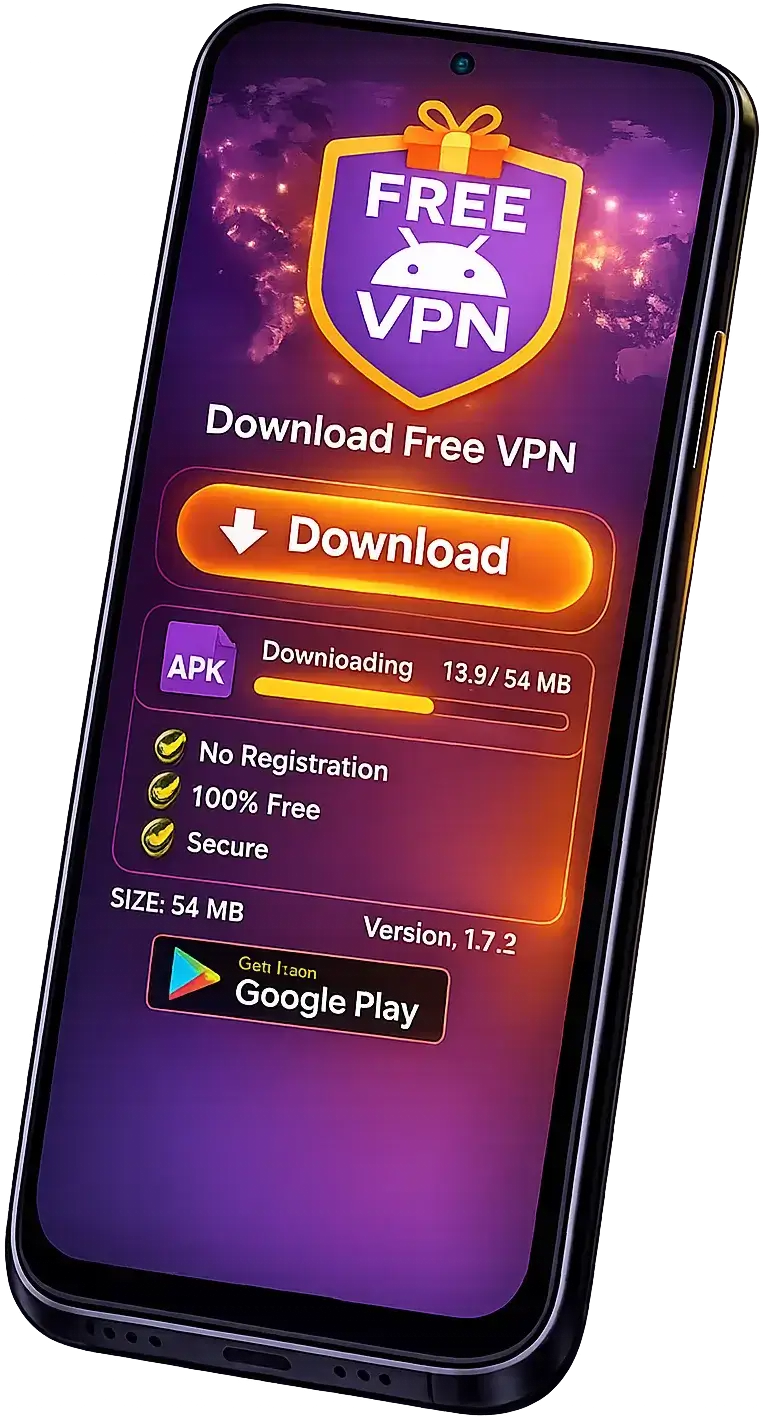 Free Android VPN App Download zeigt die App-Oberfläche