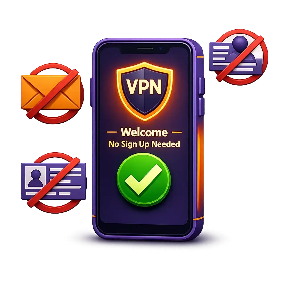 بدون تسجيل لاستخدام VPN المجاني