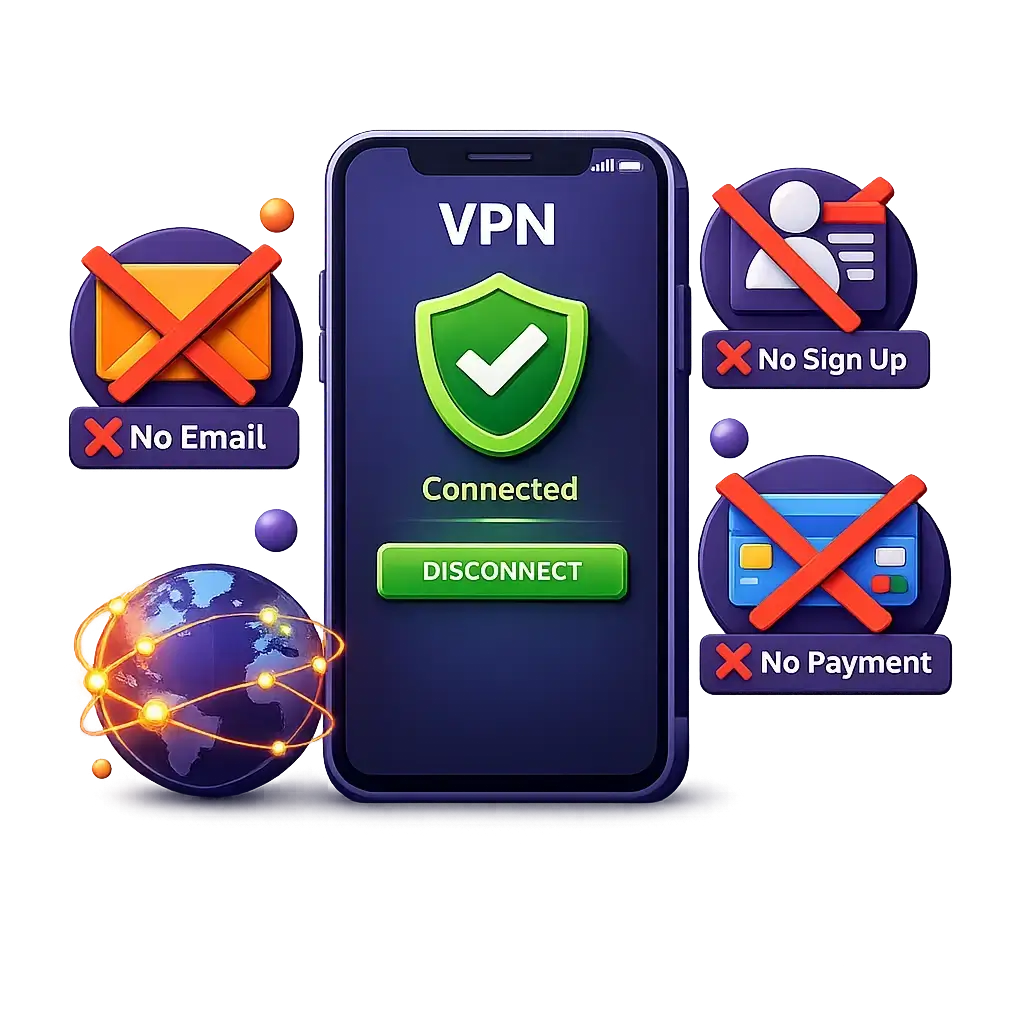 Kostenloses VAE VPN ohne Registrierung – keine E-Mail, keine Anmeldung, sofortige emiratische IP